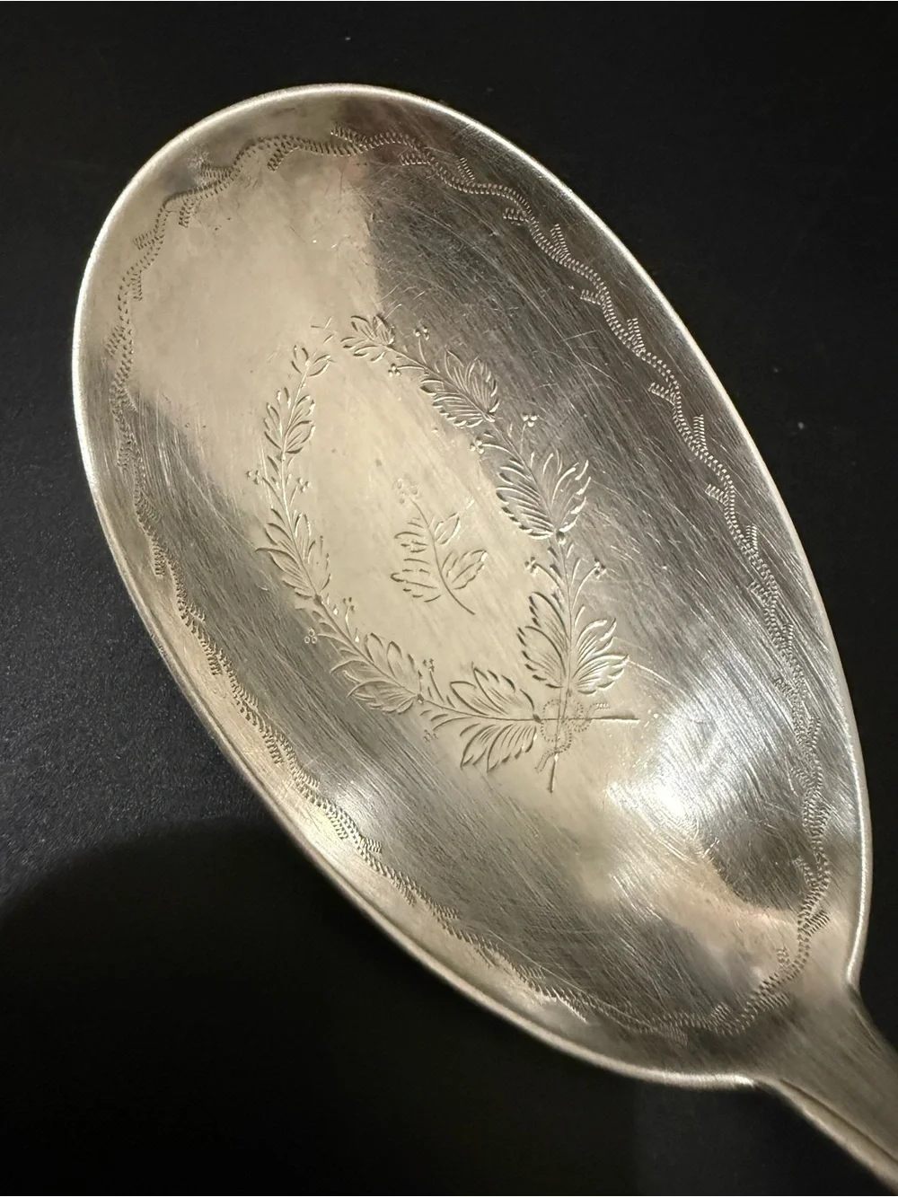 Vintage American Coin Silver Farrington & Hunnewell F&H Pure Coin Serving Spoon